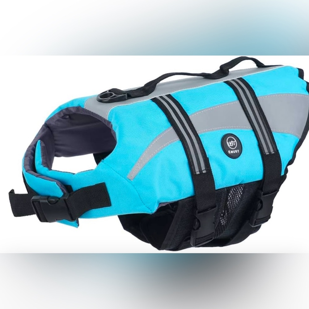 EMUST Life Jacket for Large Dogs, Dog Life Vest with Double Rescue Handles